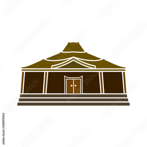 Illustration of simple lines of traditional buildings with multi-storey roofs typical of Asian architecture. Minimalist vector images, suitable for icons, logos, or cultural and historical themed