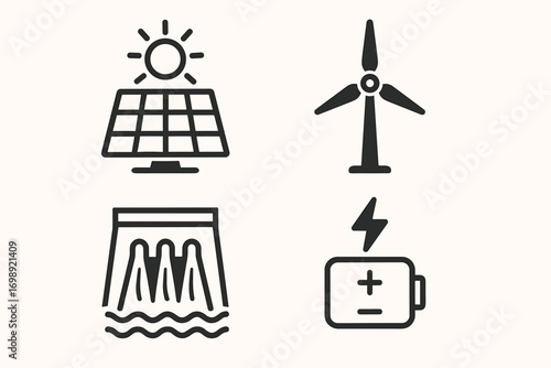 Renewable Energy Icons simple compose