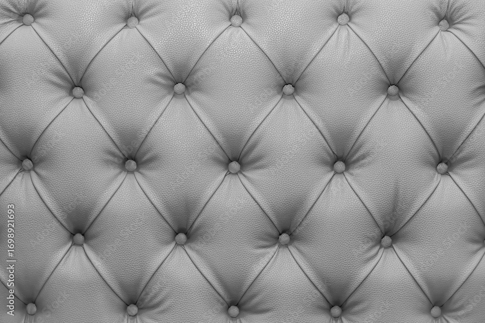 Fototapeta premium White light natural leather sofa upholstery pattern button classic texture luxury background