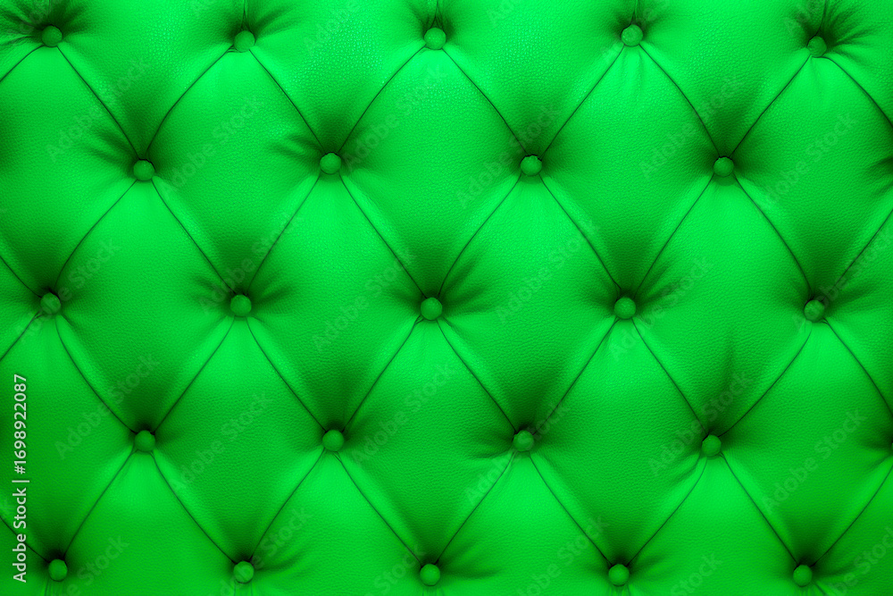 Fototapeta premium Green natural leather sofa upholstery texture background