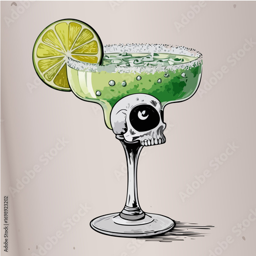 Spooky Margarita Vector Collection – Creepy Halloween Cocktails with Skulls and Eyeball Garnishes