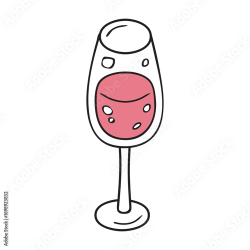 Red wine glass vintage style isolated vector illustration