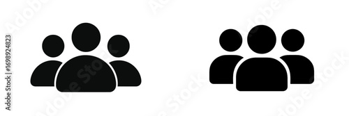 Group of four people represented in silhouette icons for social networking or community engagement