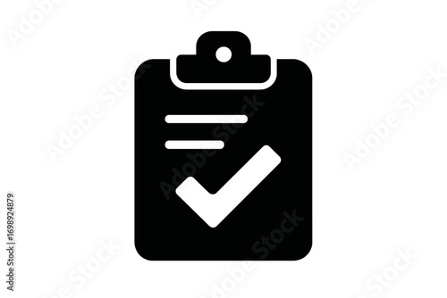 Checkmark symbol on clipboard representing task completion in a minimalist design for project planning and organization