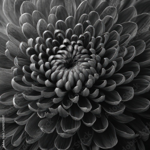 Closeup black and white chrysanthemum