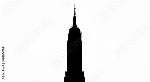 Silhouette of a tall building with a spire against a white background showcasing architectural design created with generative ai