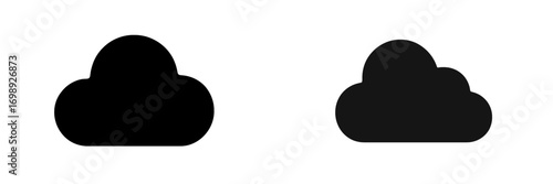 Black cloud silhouettes on a white background showcasing simple design elements for artistic purposes and creative projects
