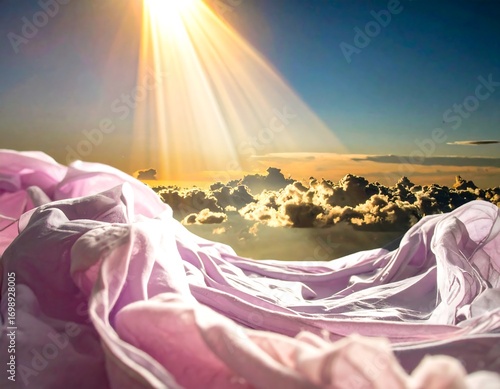 Radiant sunset through soft, flowing fabric