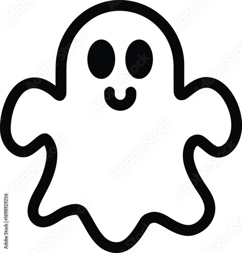 Friendly ghost character with simple features cartoon halloween