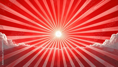 Radiating sun through clouds