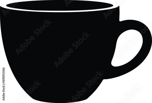 Clean and modern vector illustration of a single coffee cup with subtle color gradients and geometric accents