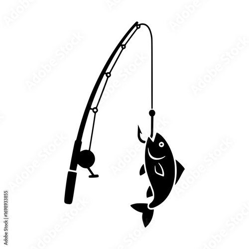 Solid black logo of fishing