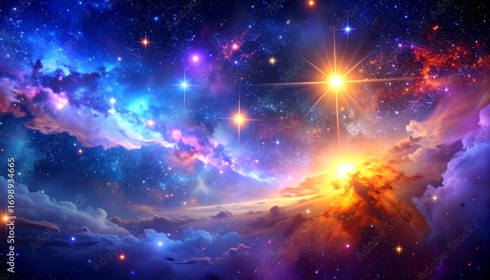 Fototapeta premium Cosmic cloudscape with vibrant stars