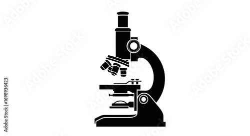 Microscope black silhouette icon for medical research