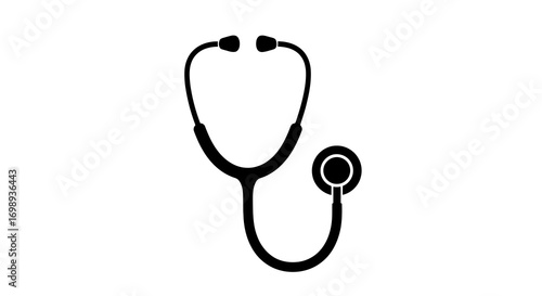 Stethoscope silhouette black vector icon for healthcare