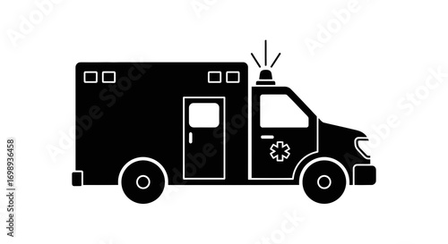 Ambulance black silhouette vector icon for emergency healthcare
