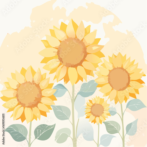 Sonnenblumen in sanften Gelb- und Cremetönen