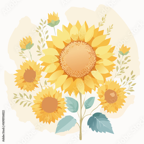 Sonnenblumen in sanften Gelb- und Cremetönen