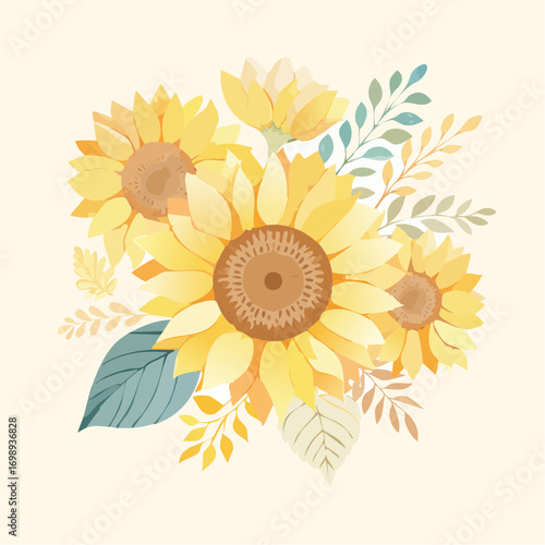 Sonnenblumen in sanften Gelb- und Cremetönen