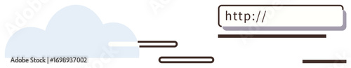Cloud design with floating URL bar evokes cloud computing, internet hosting, and online navigation. Ideal for technology, website design, innovation, connectivity, accessibility, data storage