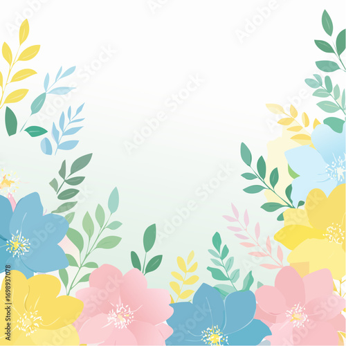 Bunter Blumenhintergrund in allen Pastellfarben – Rosa, Gelb, Blau, Grün – im Aquarell-Effekt