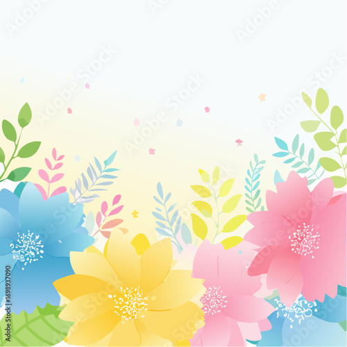 Bunter Blumenhintergrund in allen Pastellfarben – Rosa, Gelb, Blau, Grün – im Aquarell-Effekt