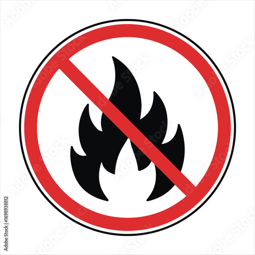 No Open Flame Sign with Red Circle and Slash