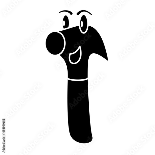 cute hammer cartoon icon, simple flat style, vector illustration, symbol, design logo template pictogram, for ui or ux isolated on white for mobile app, editable