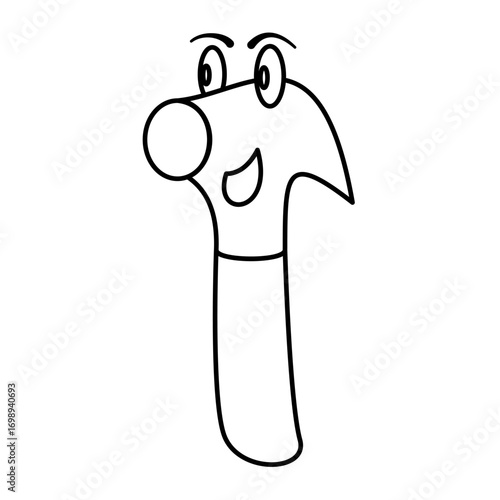 cute hammer cartoon icon, simple flat style, vector illustration, symbol, design logo template pictogram, for ui or ux isolated on white for mobile app, editable