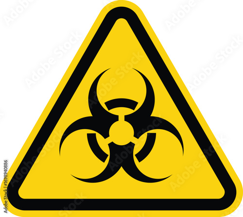 Beware biological hazard symbol, A yellow triangle with a black beware biological hazard icon inside it