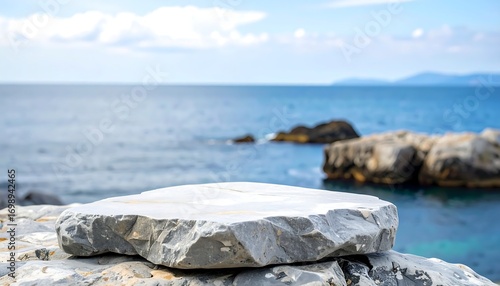White rock platform by the sea
