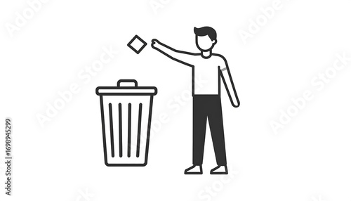 Man throwing away a piece of paper