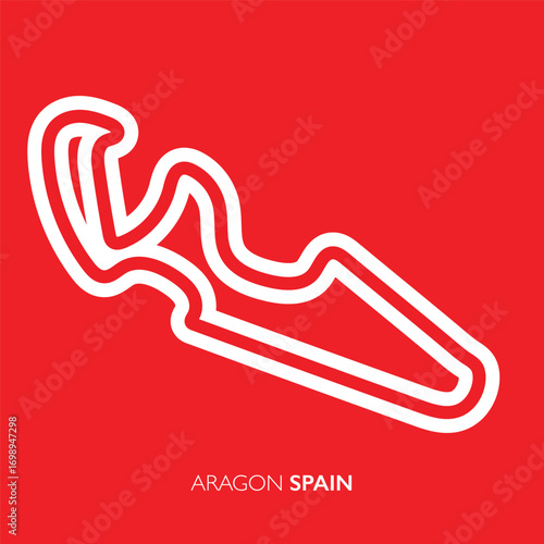 Aragon circuit, spain. Motorsport race track vector map