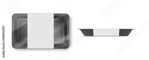 Food tray mockup, Plastic vacuum container for ready meals or frozen vegetables package mockup