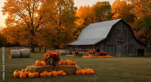 Rustic Autumn Barn Scene