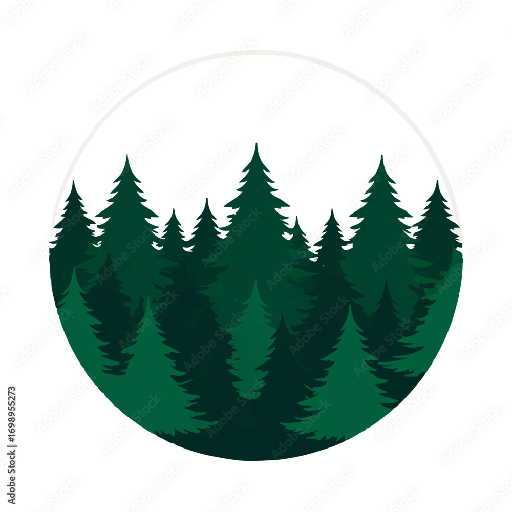 Obraz premium Pine Trees Stand Tall in Forest Circle Frame
