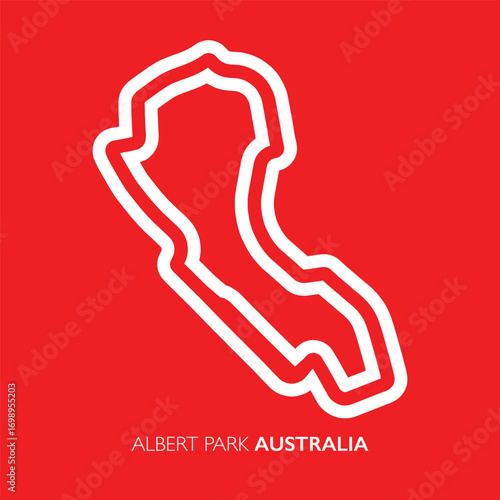 Albert park circuit, Australia. Motorsport race track vector map