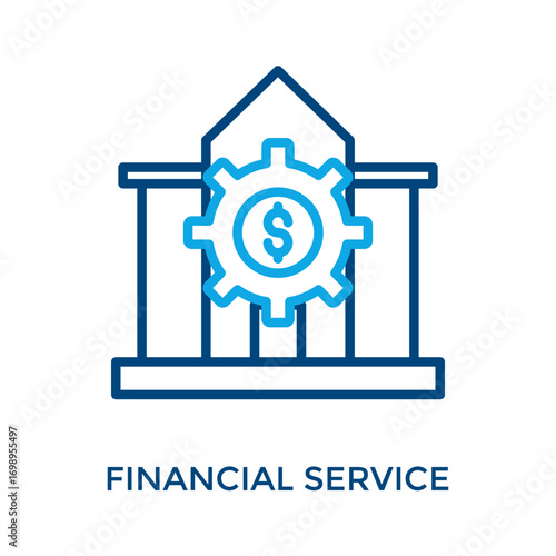 Financial Service Icon Outline Color Style. Vector Illustration For Graphic Design