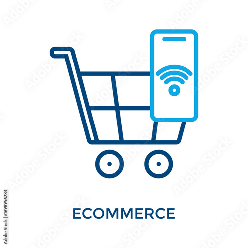 Ecommerce Icon Outline Color Style. Vector Illustration For Graphic Design