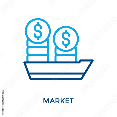 Market Icon Outline Color Style. Vector Illustration For Graphic Design