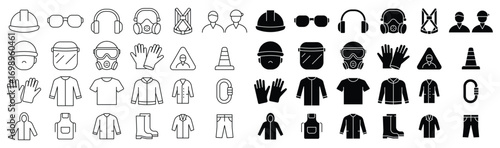 Collection of Safety Icons and Symbols for Workplace and Construction Use