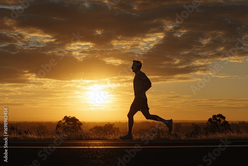 Silhouette of a runner at sunset