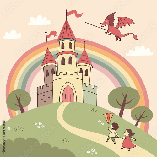 fairy tale castle vector illustration