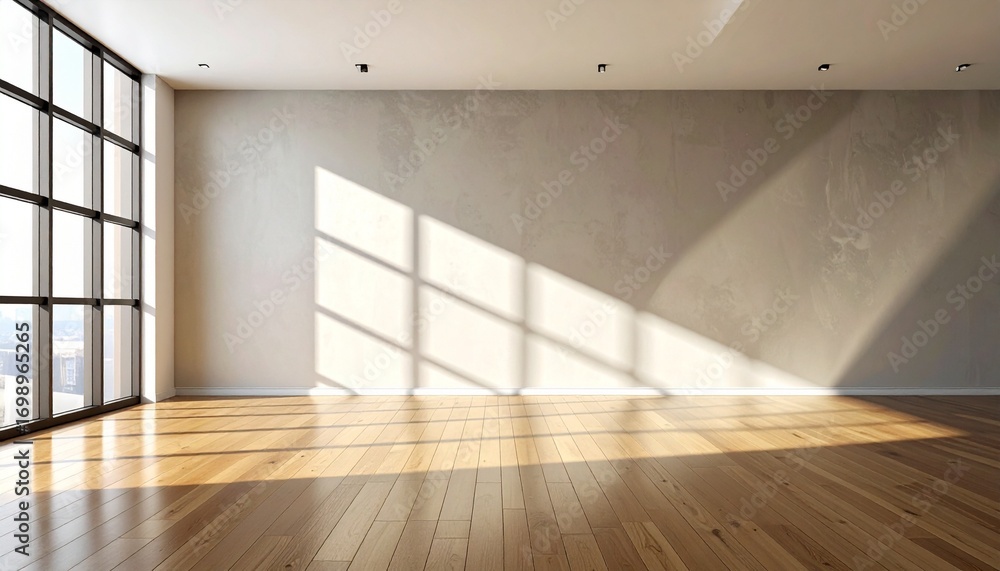 Obraz premium Empty Modern Room with Sunlight on Wooden Floor