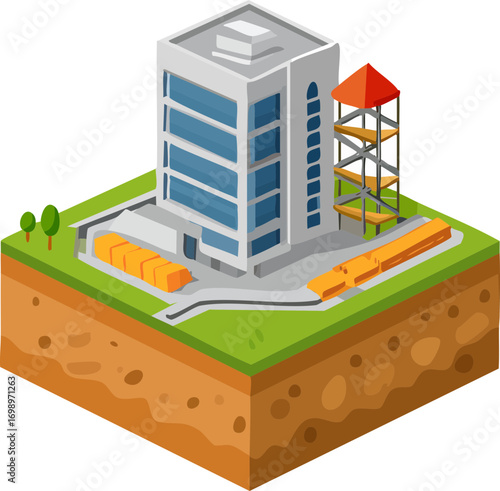 vector isometric city building