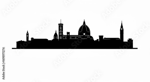 Silhouette of florence skyline featuring iconic buildings and architectural landmarks in a cityscape view created with generative ai