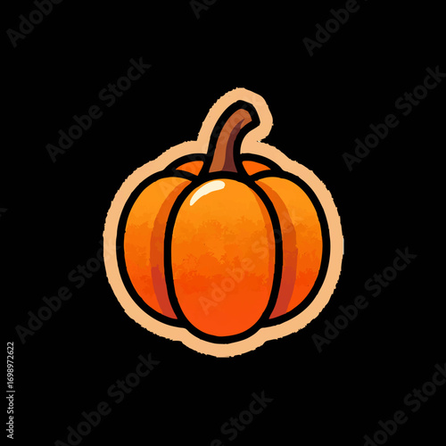 Cartoon Pumpkin Illustration with Vines for Autumn Harvest

