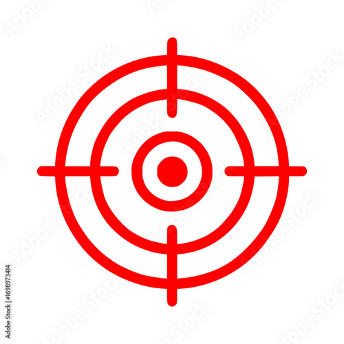 Bold red target symbol signifies focus achievement precision and strategic goals for business success.
