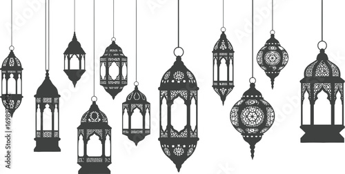 Islamic Festive Vector Set: Ramadan Lanterns (Fanous) and Decorative Lamps

