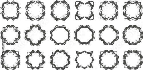 Set of Islamic Frames, Shapes, and Badges Vector Images

